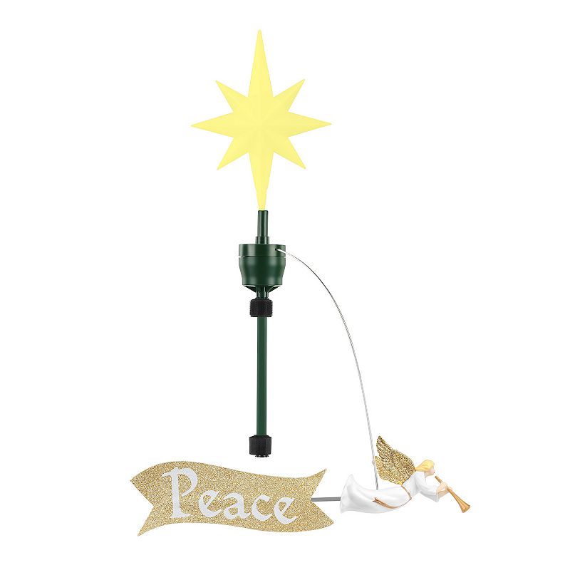 Mr Christmas Animated Angel Peace Banner Star Tree Topper, Multicolor