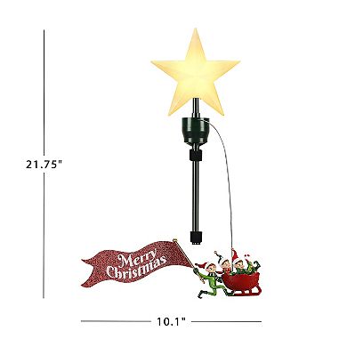 Mr Christmas Animated Elves Sleigh Christmas Tree Topper