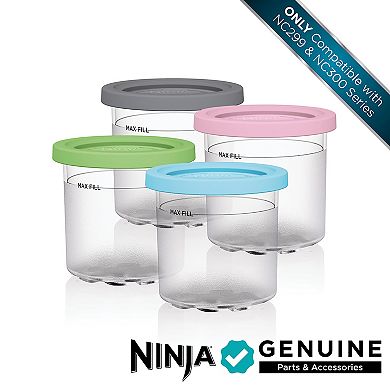 Ninja CREAMi Pints and Colored Lids - 4 Pack, Compatible with NC300 Series