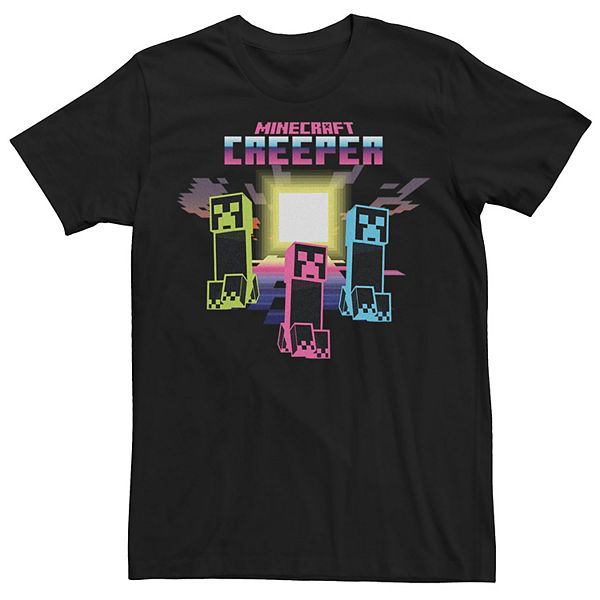 Men's Minecraft Neon Colors Creeper Vibes Tee