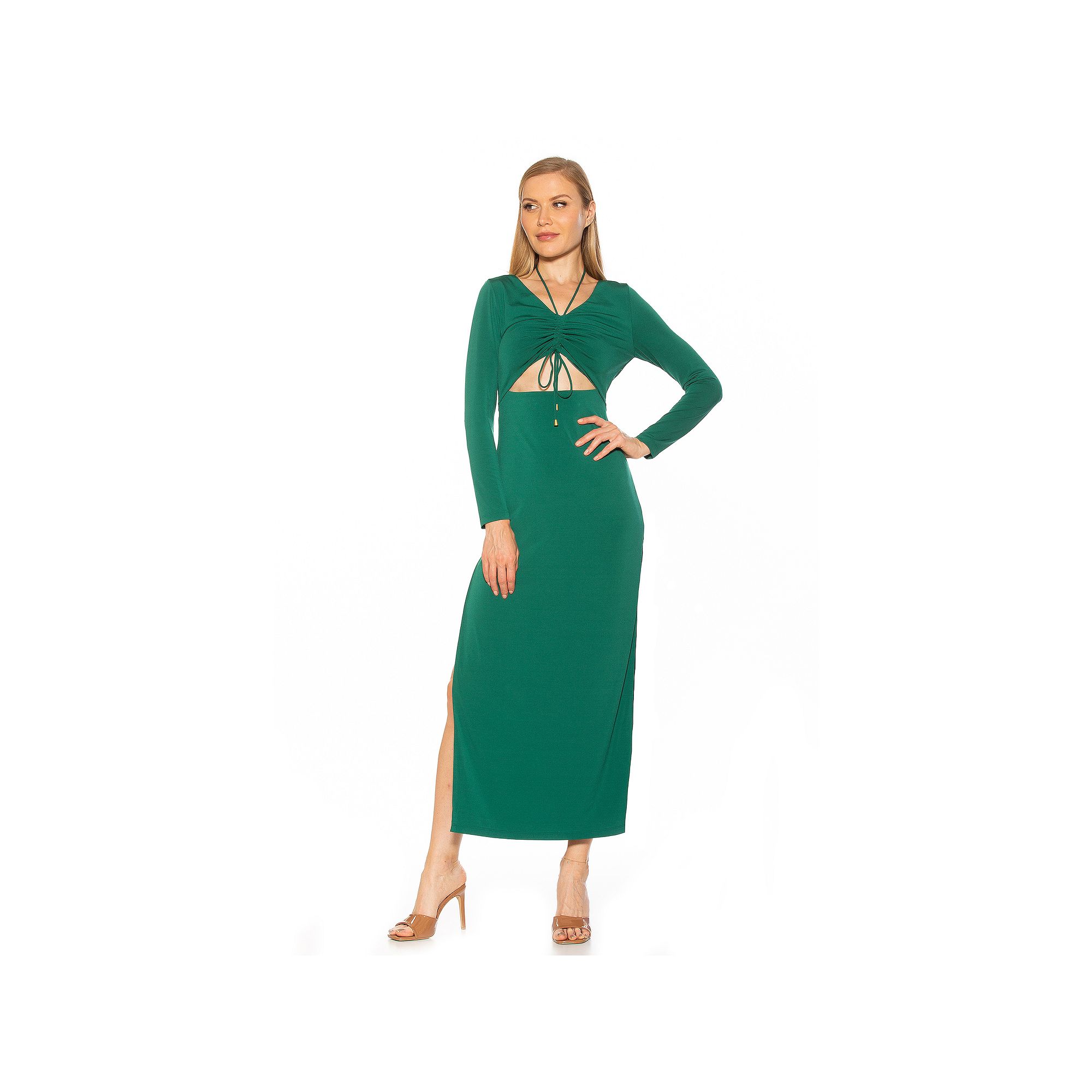 Womens ALEXIA ADMOR Vented Cutout Maxi Dress, Size: XS, Green