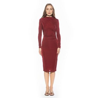 Women's ALEXIA ADMOR Draped Midi Sheath Dress