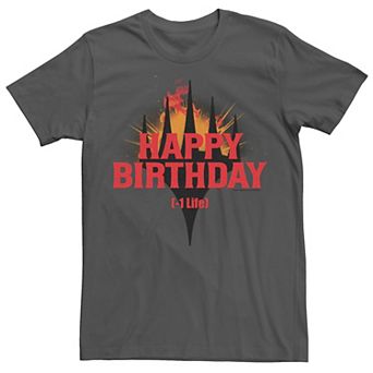 Men's Magic the Gathering Planeswalker Symbol "-1 Life" Happy Birthday Tee