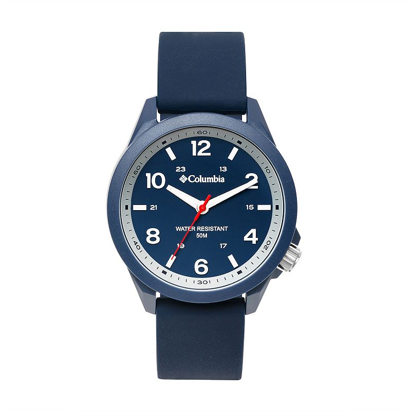 Columbia Mens Crestview Navy Silicone Strap Watch, Size: Large, Blue