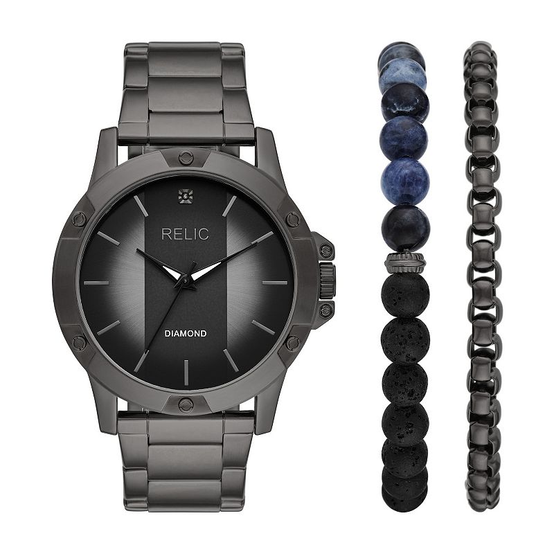 Relic by Fossil Men's Rylan Gunmetal Tone Watch Set, Size: Large, Grey