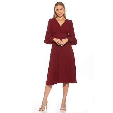 Women's ALEXIA ADMOR Daria Sweetheart Blouson Sleeves Midi Dress