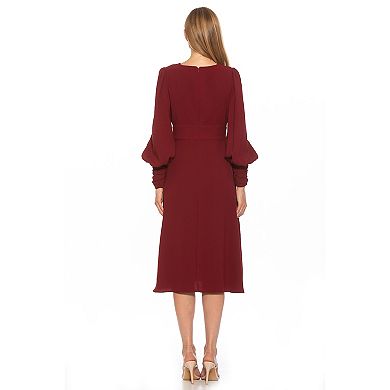 Women's ALEXIA ADMOR Daria Sweetheart Blouson Sleeves Midi Dress