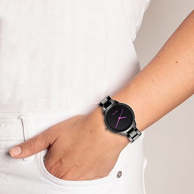 Nine West Gunmetal Bracelet Watch Black Dial Purple Hands Adjustable Womens Amazon.com: Nine West Women main image 3