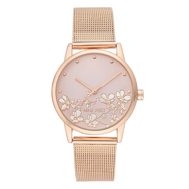 Nine West Women's deals Mesh Bracelet Watch Silver/Rose Gold