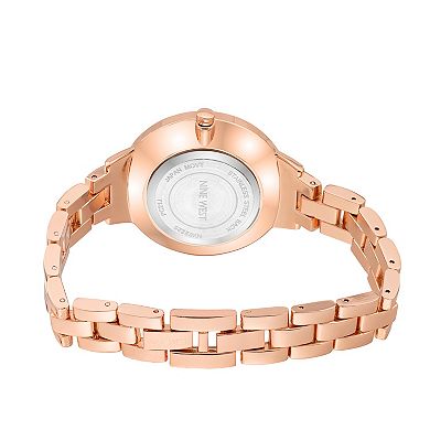 Nine West Women's Rose Gold Tone Bracelet Watch with Etched Flower Dial