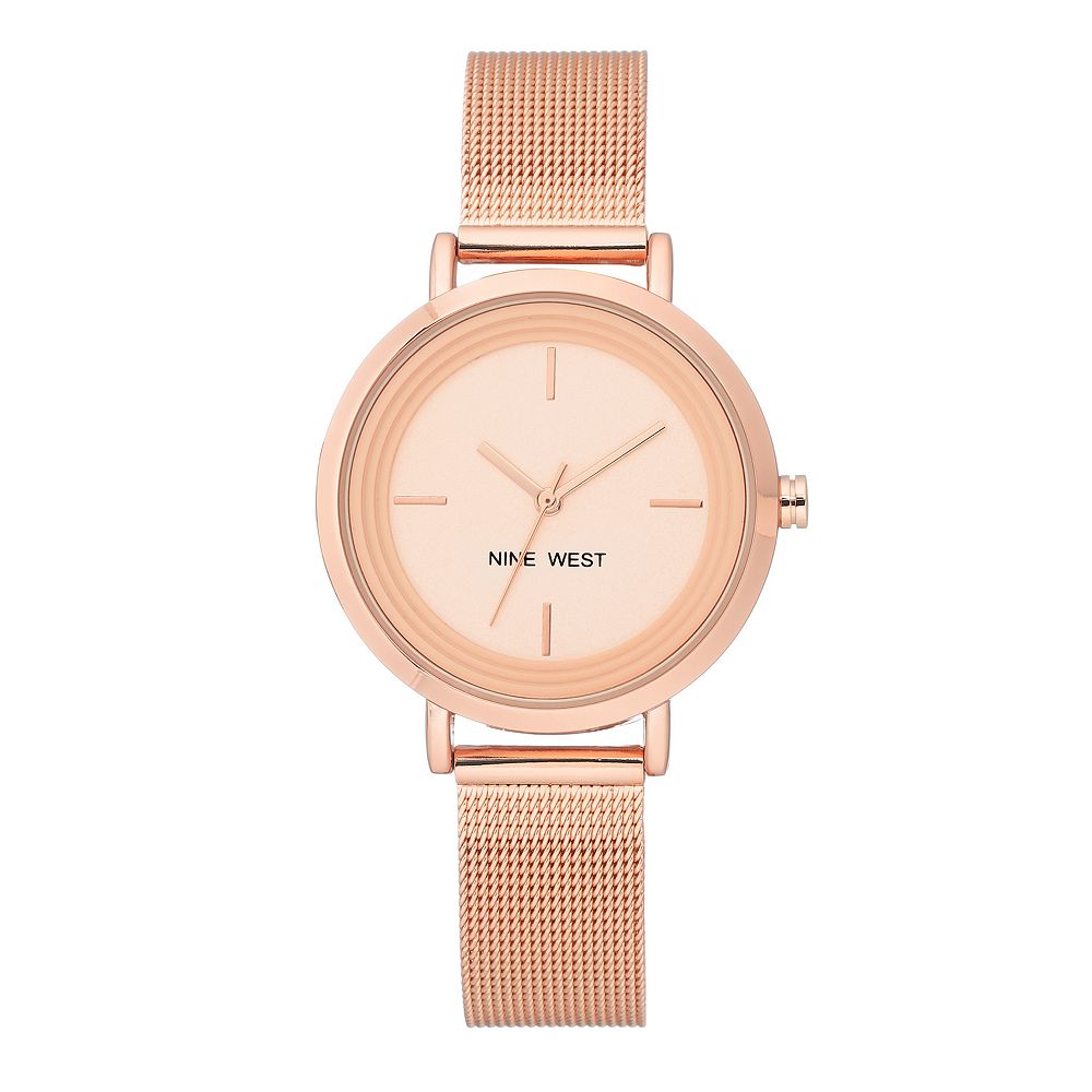 Nine West Women's Rose Gold Tone Mesh Bracelet Watch - 46205
