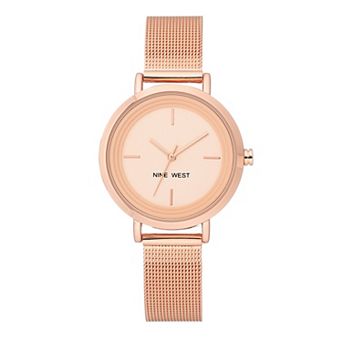 Nine West Women's Rose Gold Tone Mesh Bracelet Watch