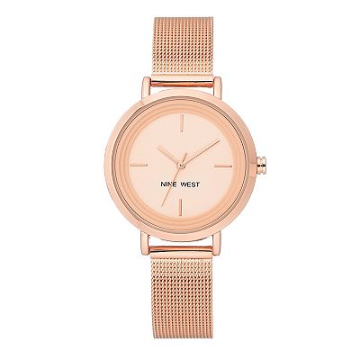 Nine West Women\'s Rose Gold Analog Japanese Quartz Solid Mesh Bracelet Watch Round Case Mesh Bracelet Watch - Rose Gold | Nine West main image 4