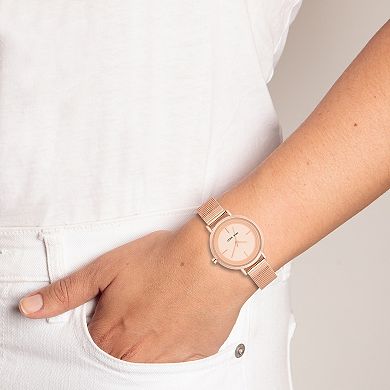Nine West Women's Rose Gold Tone Mesh Bracelet Watch
