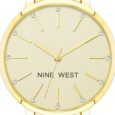 Nine West Women's Rose Gold-Tone Bracelet Watch with Crystal Accents