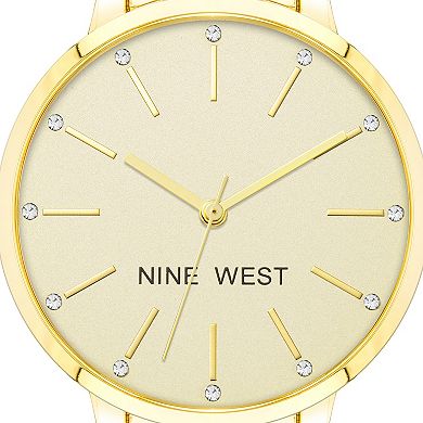 Nine West Women's Rose Gold-Tone Bracelet Watch with Crystal Accents