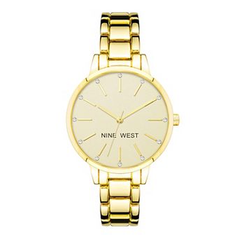 Nine West Women's Gold-Tone Bracelet Watch with Crystal Accents