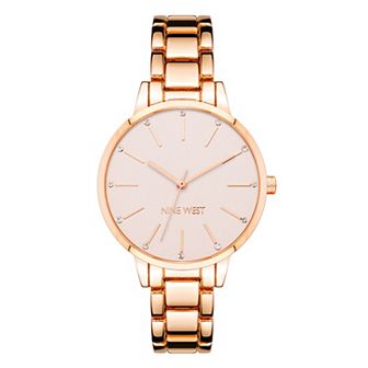 Nine West Women's Gold-Tone Bracelet Watch with Crystal Accents