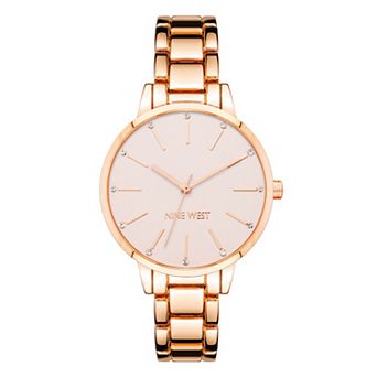 Nine West Women's Gold-Tone Bracelet Watch with Crystal Accents