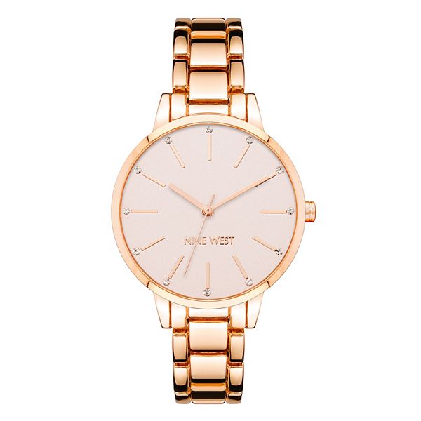 Nine West Women's Gold-Tone Bracelet Watch with Crystal Accents - Rose Gold Tone Pink