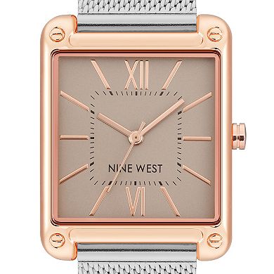 Nine West Women's Two Tone Rectangle Dial Dress Watch