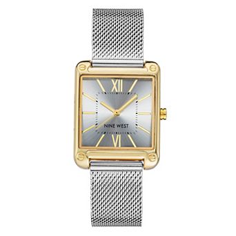 Nine West Women's Two Tone Rectangle Dial Dress Watch