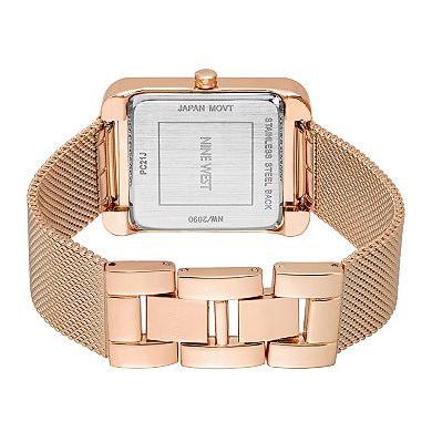 Nine West Women's Gold-Tone Rectangle Dial Dress Watch