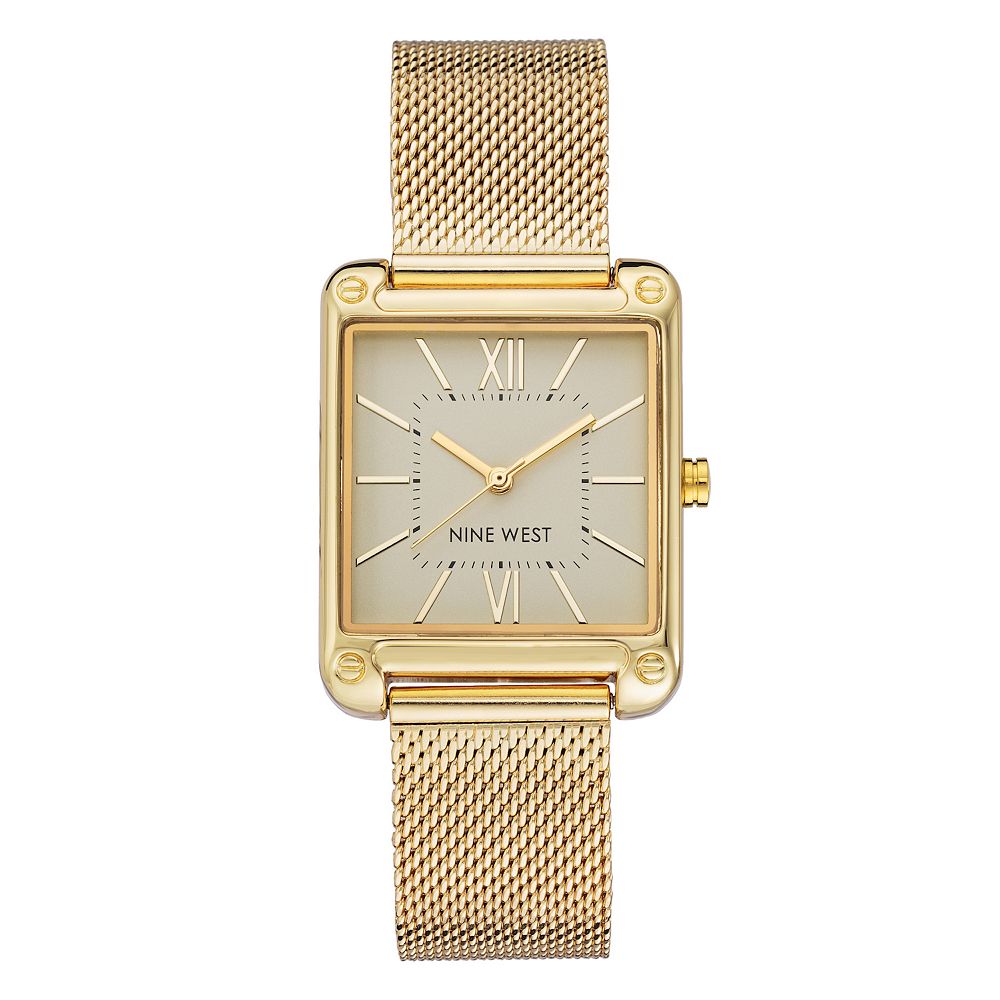 Nine West Women's Gold-Tone Rectangle Dial Dress Watch - 46205