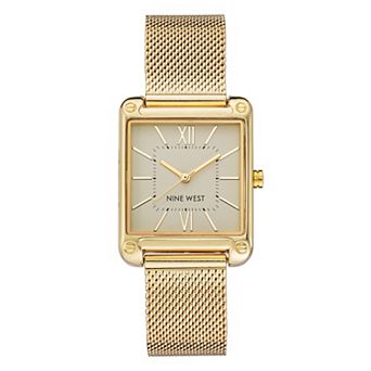 Nine West Women's Gold-Tone Rectangle Dial Dress Watch