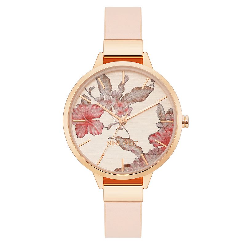 Nine West Women's Flower Dial Strap Watch, Size: Medium, Pink