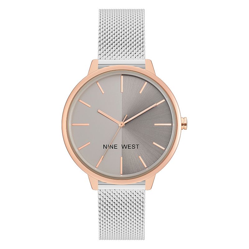 Nine West Women's Two Tone Mesh Watch, Size: Large, Rose Gold Tone