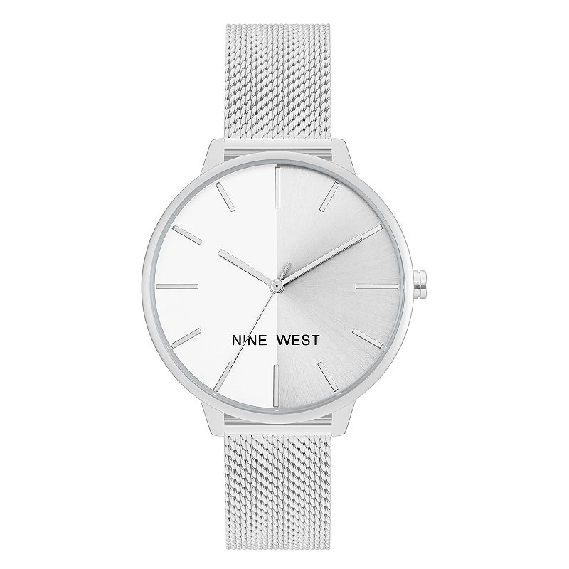 Nine West Women's Silver-Tone Mesh Bracelet Watch 40mm Nw-1987SVRT