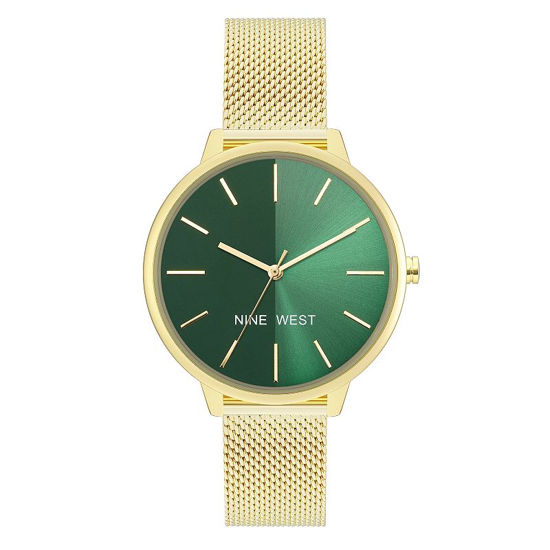 Nine West Women's Split Dial Mesh Watch, Size: Large, Green