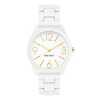 Nine West Women's White Rubberized Link Watch