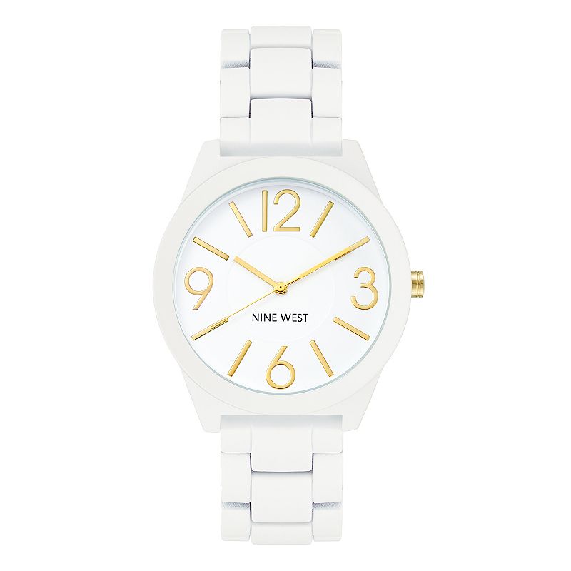 Nine West Womens White Rubberized Link Watch, Size: Large
