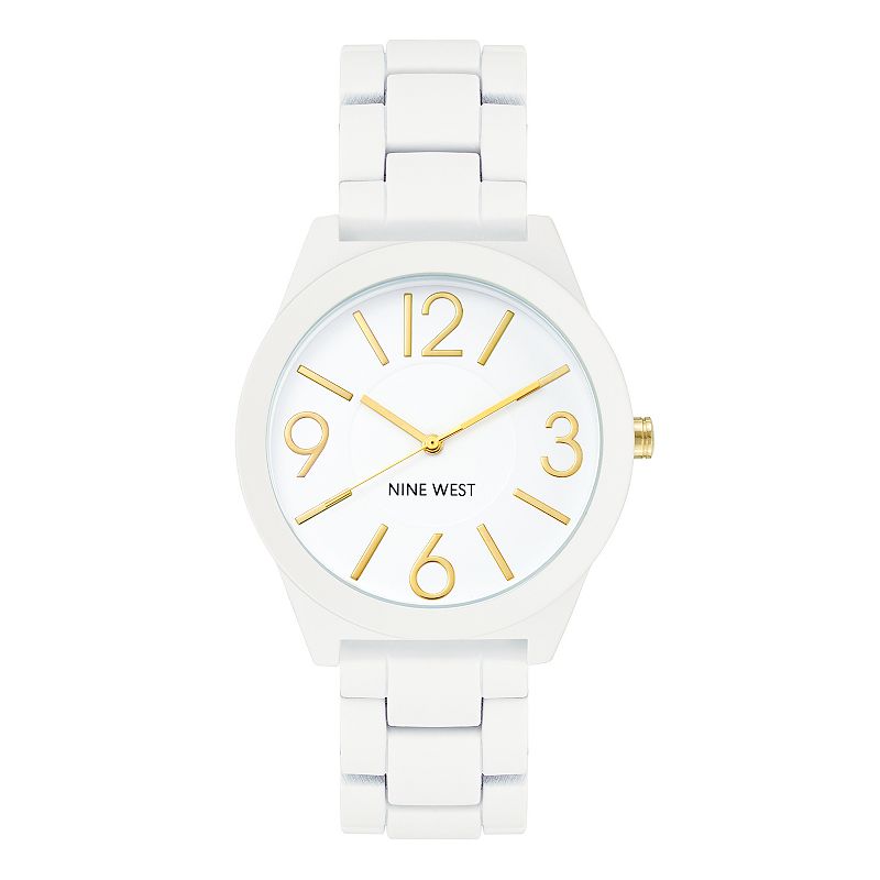 Nine West Women's White Rubberized Link Watch, Size: Large