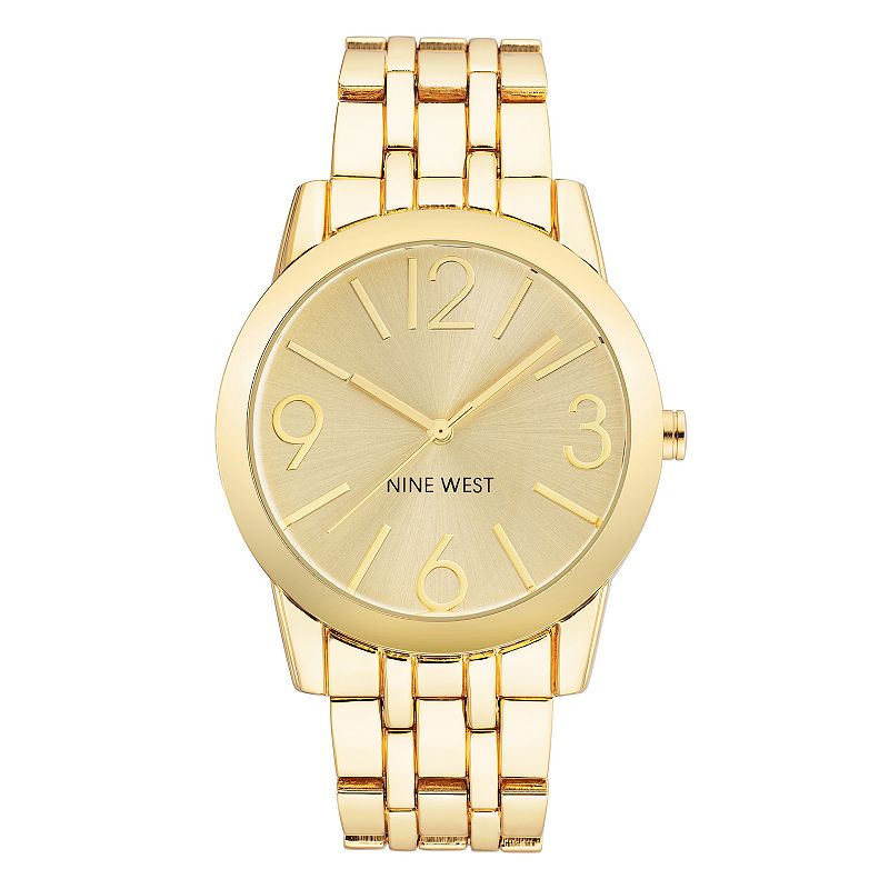 Nine West Womens Gold-Tone Dress Watch, Size: Medium