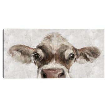 Masterpiece Cow Peek Canvas Wall Art