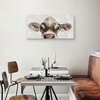 Masterpiece Cow Peek Canvas Wall Art