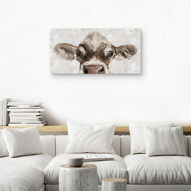 Masterpiece Cow Peek Canvas Wall Art
