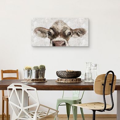 Masterpiece Cow Peek Canvas Wall Art