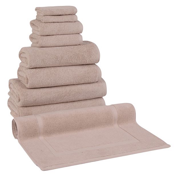 Classic Turkish Towels Genuine Cotton Soft Absorbent Amadeus Bath Towels 30x54 4 Piece Set, Brown