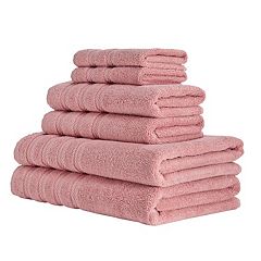 Truly Lou Quick Dry Tea Pink Bath Towels Set of 2 Fast Drying Soft