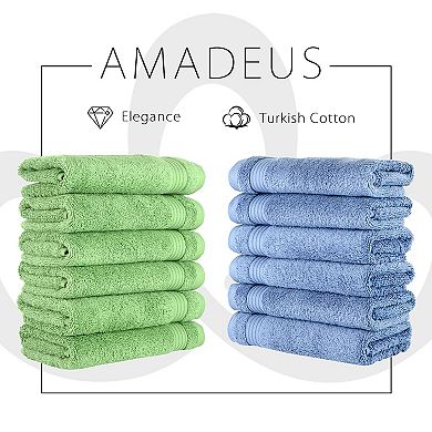 Classic Turkish Towels Genuine Cotton Soft Absorbent Amadeus Washcloths 12x12 12 Piece Set