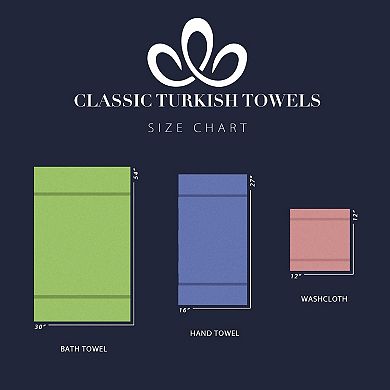 Classic Turkish Towels Genuine Cotton Soft Absorbent Amadeus Washcloths 12x12 12 Piece Set