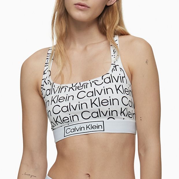 Calvin Klein Womens Reimagined Heritage Jacquard Logo Unlined Racerback  Bralette