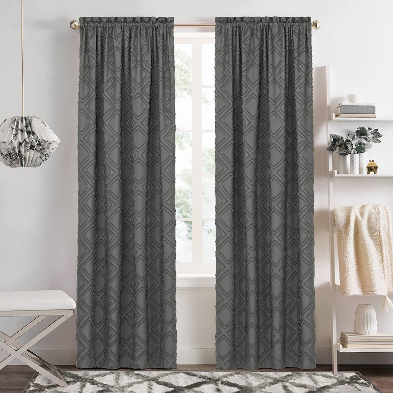 Achim Blake Rod Pocket Window Curtain Panel, Grey, 42X84