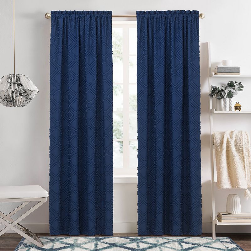 Achim Blake Rod Pocket Window Curtain Panel, Blue, 42X63
