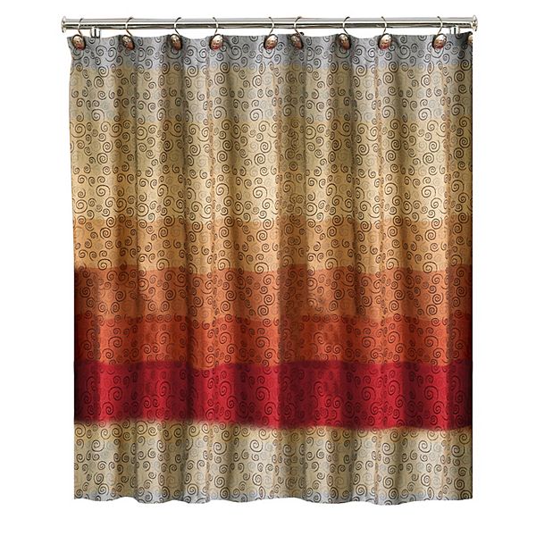 Miramar Fabric Shower Curtain, Brown And Teal Shower Curtain