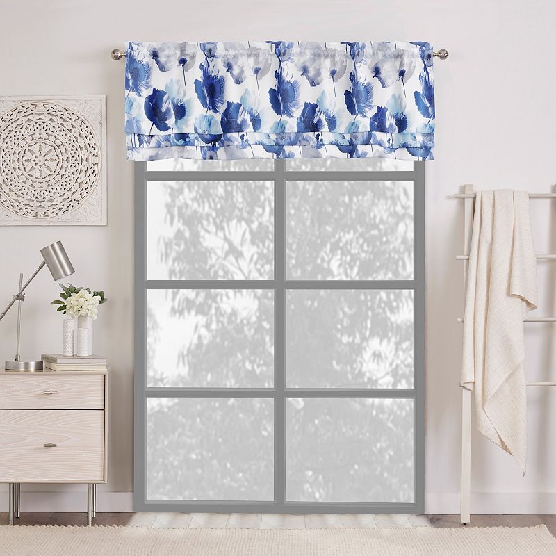58259054 Achim Poppy Field Window Curtain Valance, Blue, 50 sku 58259054